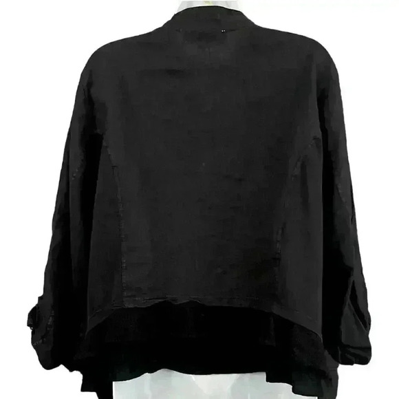 Torrid Black Button Front Blouse Sz 3 100% Linen Loose Pockets Plus Women's - Picture 2 of 11
